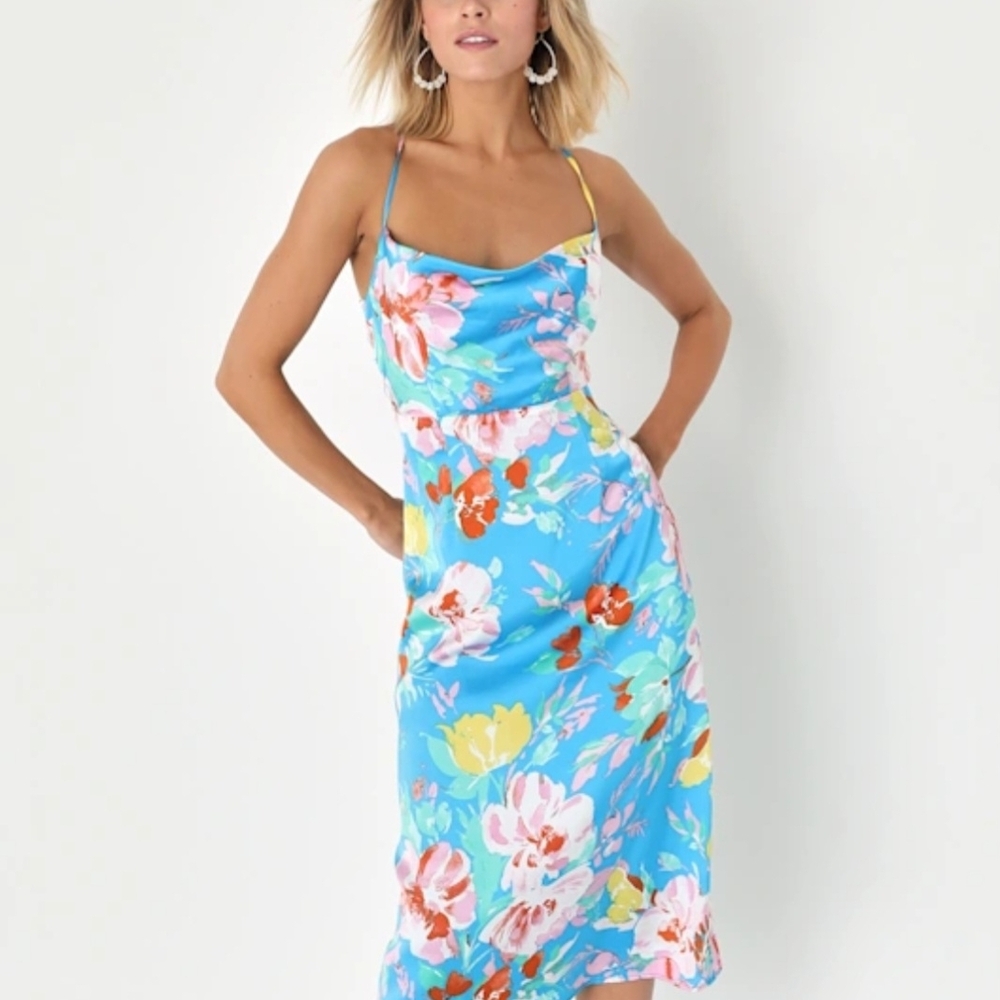 Lulu's Vibrant Floral Midi Dress